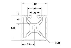 1.5x1.5 Lite Grooved Black 0.32 Aluminum Extrusion 1.5x1.5 Lite Grooved Black 0.32 Aluminum Extrusion