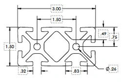 1.5 x 3 .32 Aluminum Extrusion 1.5 x 3 .32 Aluminum Extrusion