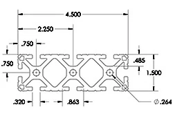1.5 x 1.5 Lite Grooved Black 0.32 Aluminum Extrusion 1.5 x 1.5 Lite Grooved Black 0.32 Aluminum Extrusion