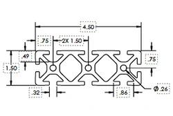 1.5 x 4.5 .32 Aluminum Extrusion 1.5 x 4.5 .32 Aluminum Extrusion