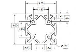 3 x 3 .32 Aluminum Extrusion 3 x 3 .32 Aluminum Extrusion