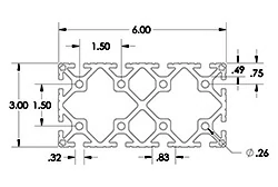 3 x 6 T-Slot Aluminum Extrusion 3 x 6 T-Slot Aluminum Extrusion