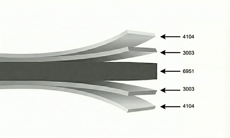 Structural composition of the five-layer brazing clad sheet