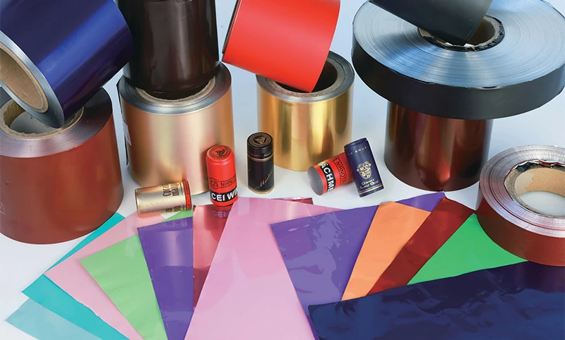 wine bottle with decorative aluminum foil capsule