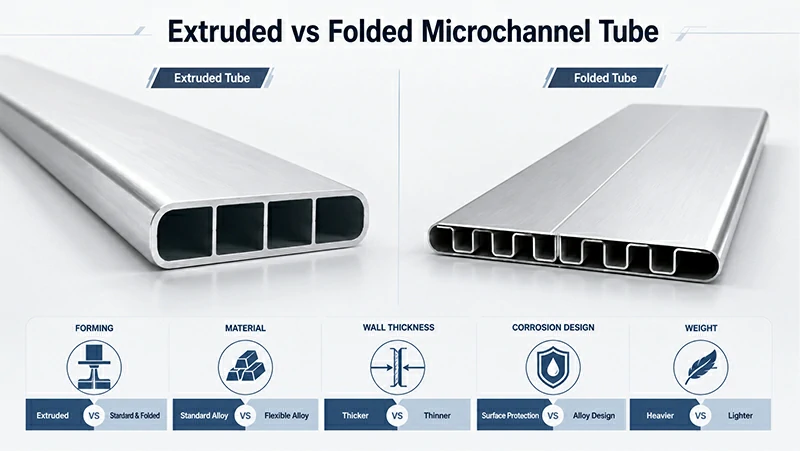 the difference between microchannel folded tubes and microchannel extrusion tubes