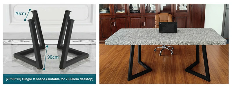 Aluminum foam table with V-shaped metal legs